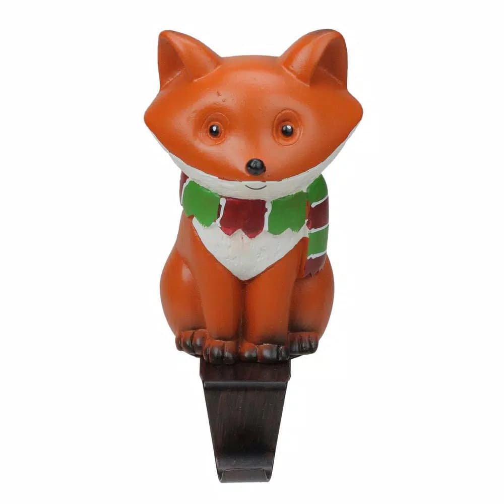 Northlight Fox Wearing a Scarf Christmas Stocking Holder - 5.25 in. Decorative Mantel Decor