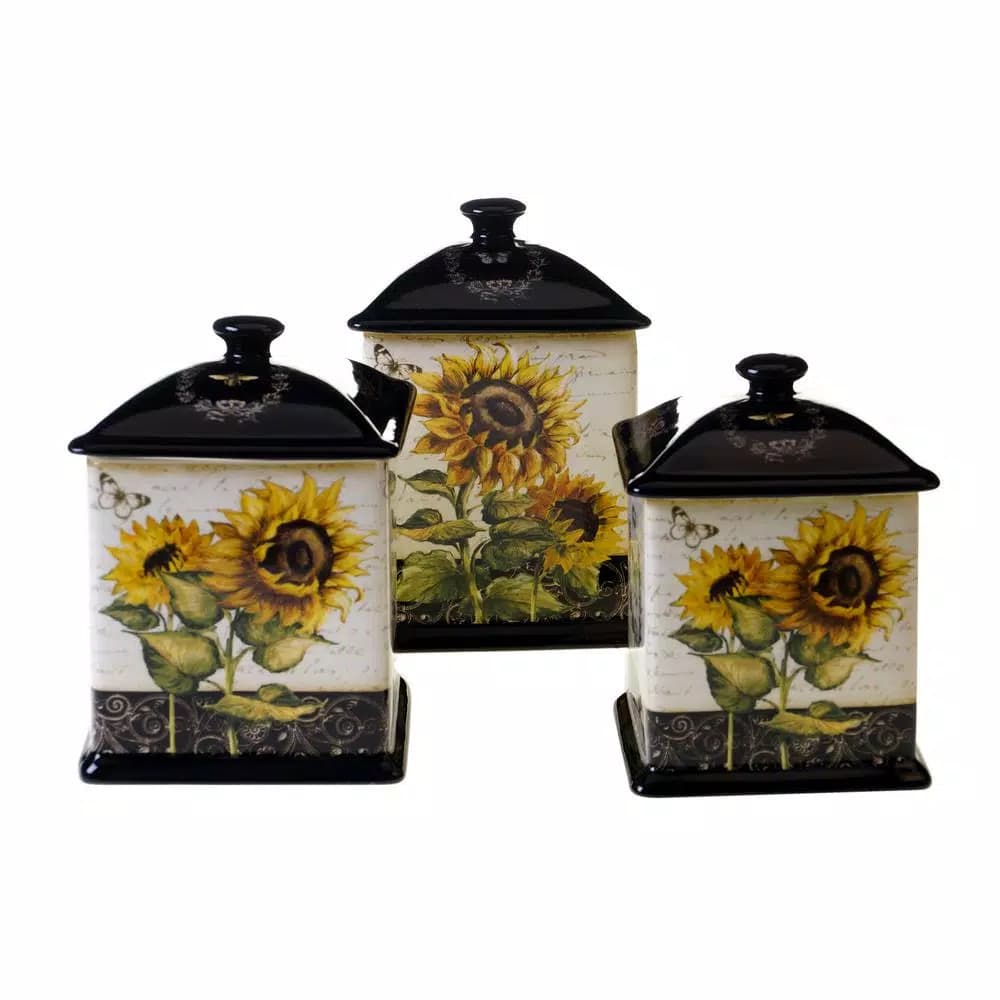 Unbranded Certified International French Sunflowers 3-Piece Ceramic Canister Set