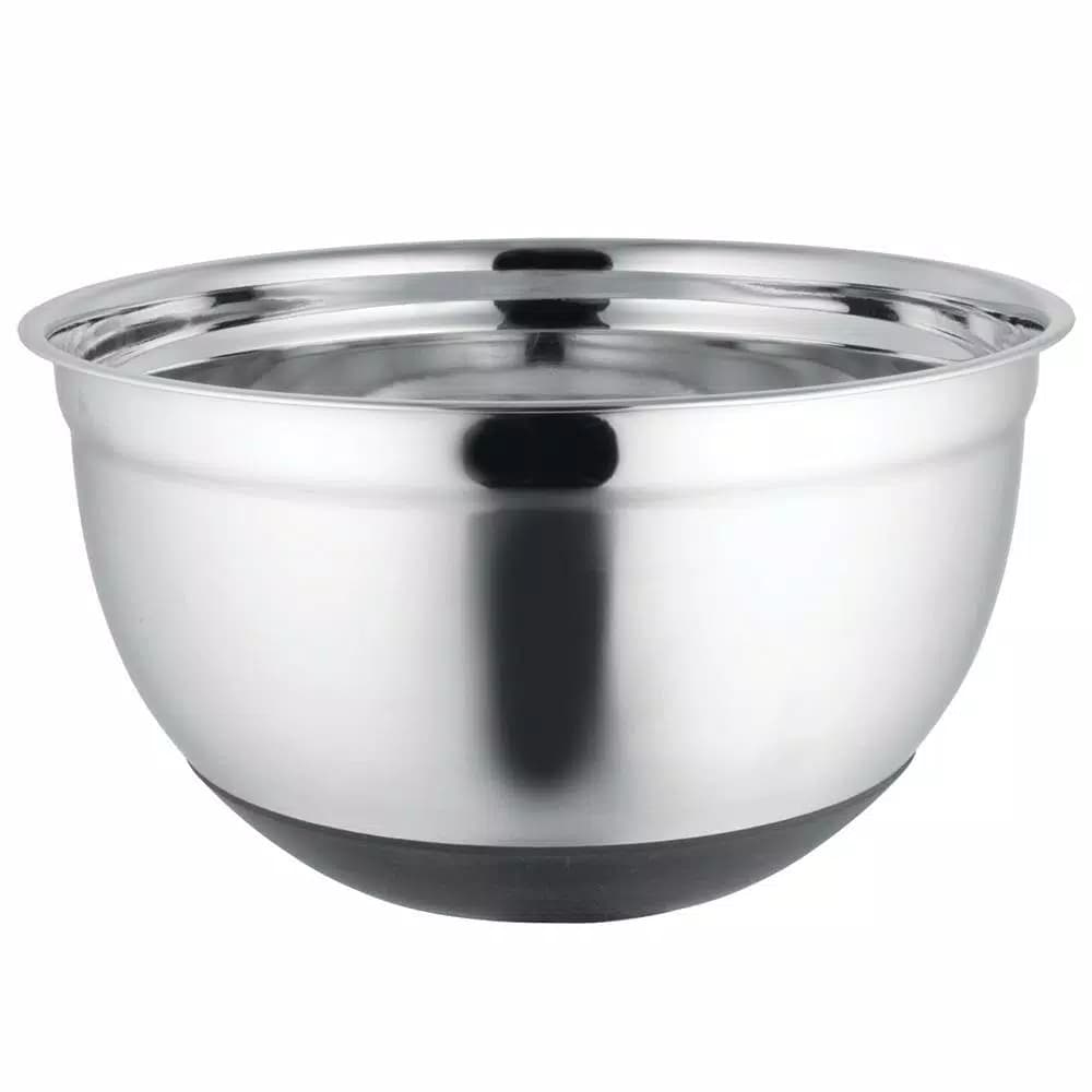 Home Basics Stainless Steel 5 Qt. Mixing Bowl with Non-Skid Silicone Bottom