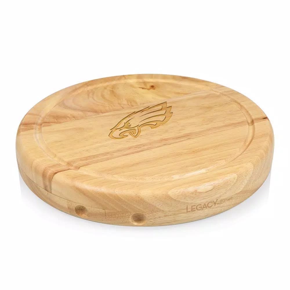 TOSCANA Philadelphia Eagles Circo Wood Cheese Board Set with 4 Stainless Steel Tools