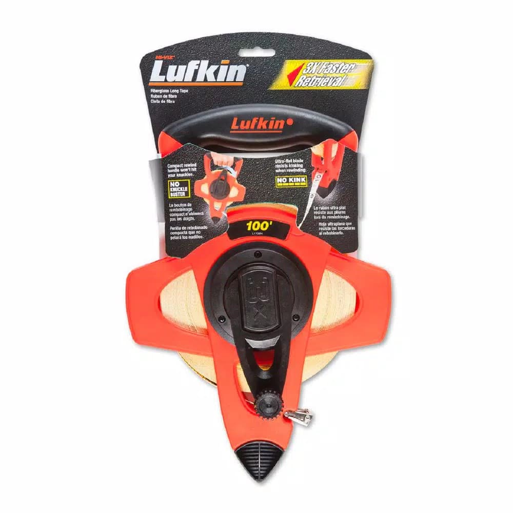 Lufkin 100 ft. Reel Rewind Fiberglass Long Tape Measure