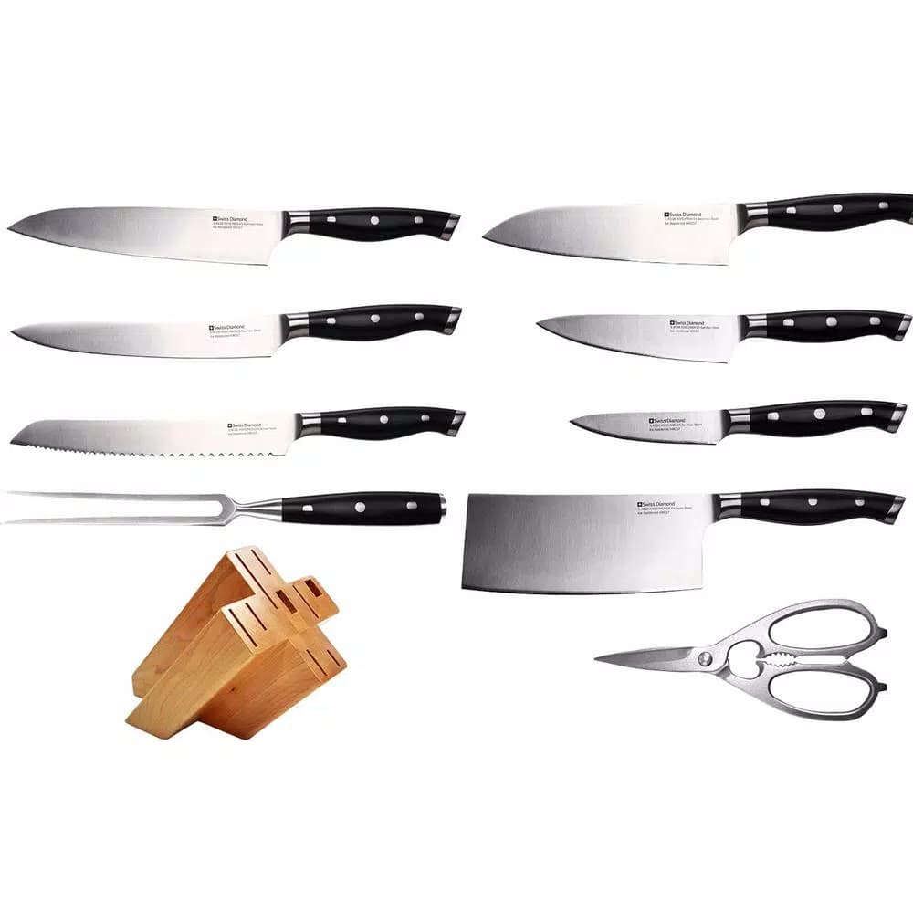 Swiss Diamond 10-Piece Forged Stainless Steel Knife Block Set with Wood Block