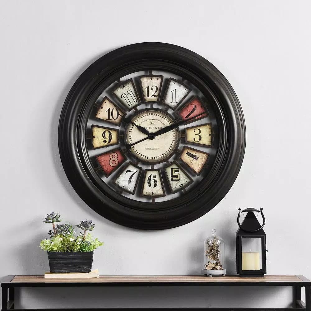 FirsTime 29 in. Industrial Chic Oil Rubbed Bronze Wall Clock