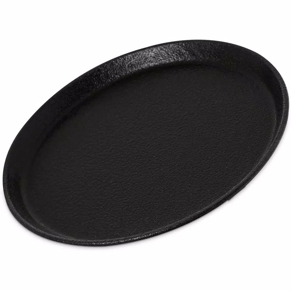 Carlisle Griptite2 11 in. Black Round Fiberglass Serving Trays, Non-Slip, 12-Pack