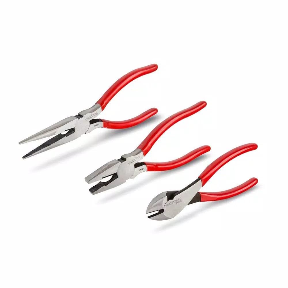TEKTON 3-Piece Plier Set: Diagonal Cutting, Lineman's, and Long Nose Pliers