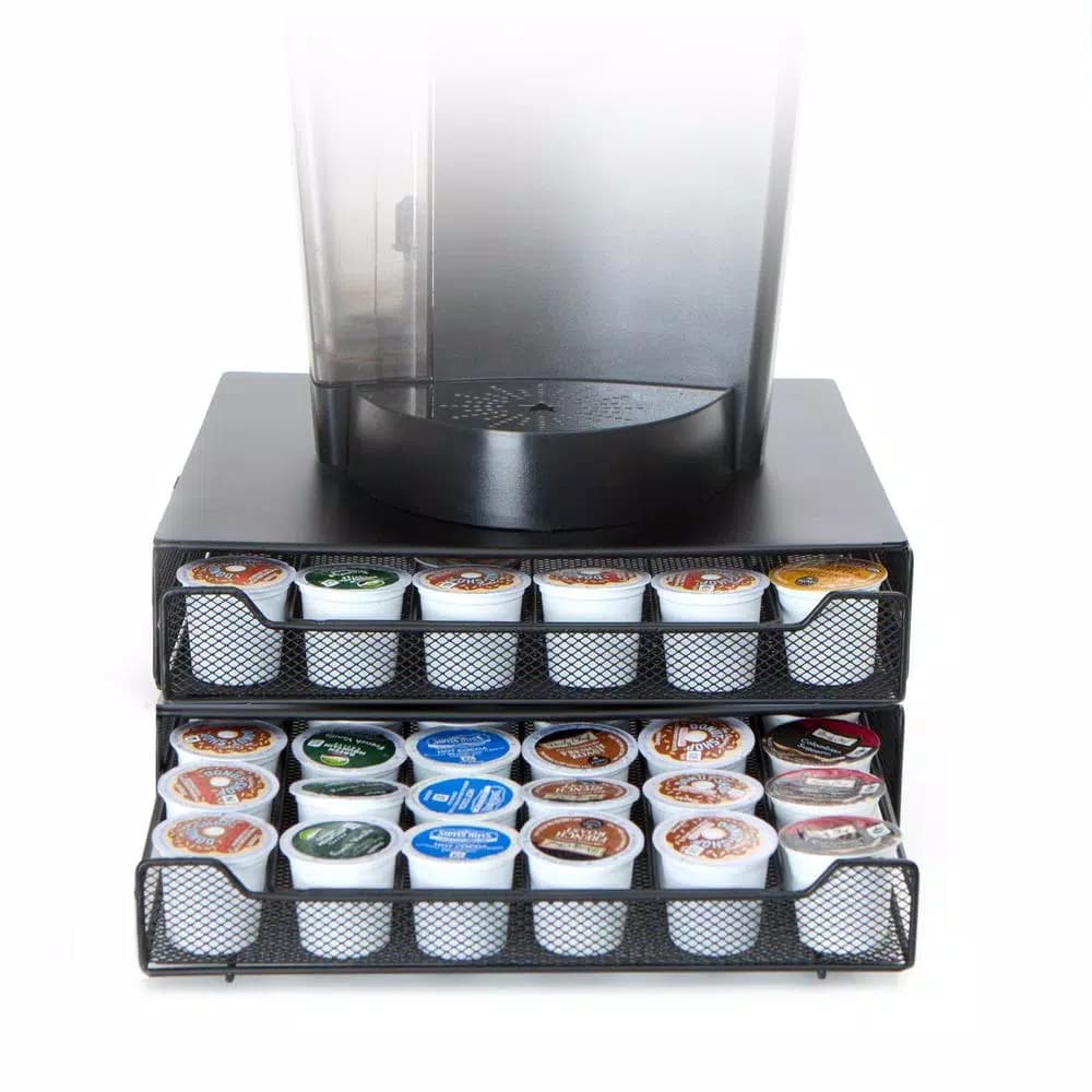 Mind Reader Jumbo 72-Capacity Metal Mesh Double Coffee Pod Storage Drawer, Black