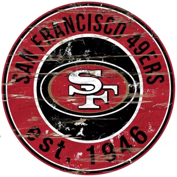 Adventure Furniture Fan Creations 24" San Francisco 49ers Round Distressed Wood Wall Sign
