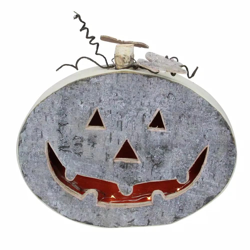 Northlight 10.5 in. Gray LED Jack-O-Lantern Tabletop Halloween Decoration - Battery Operated