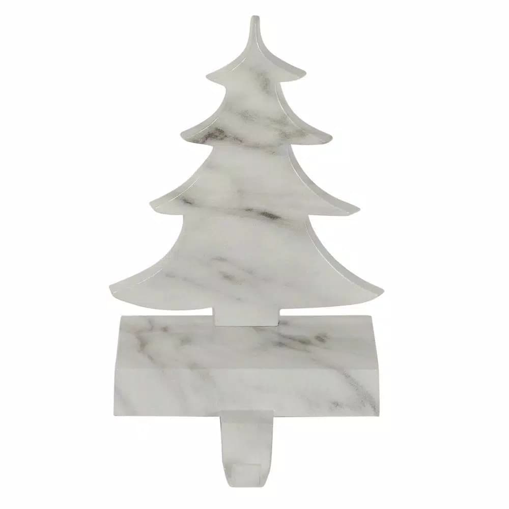 Northlight 8 in. Black and White Marbled Tree Christmas Stocking Holder - Winter's Bloom Collection
