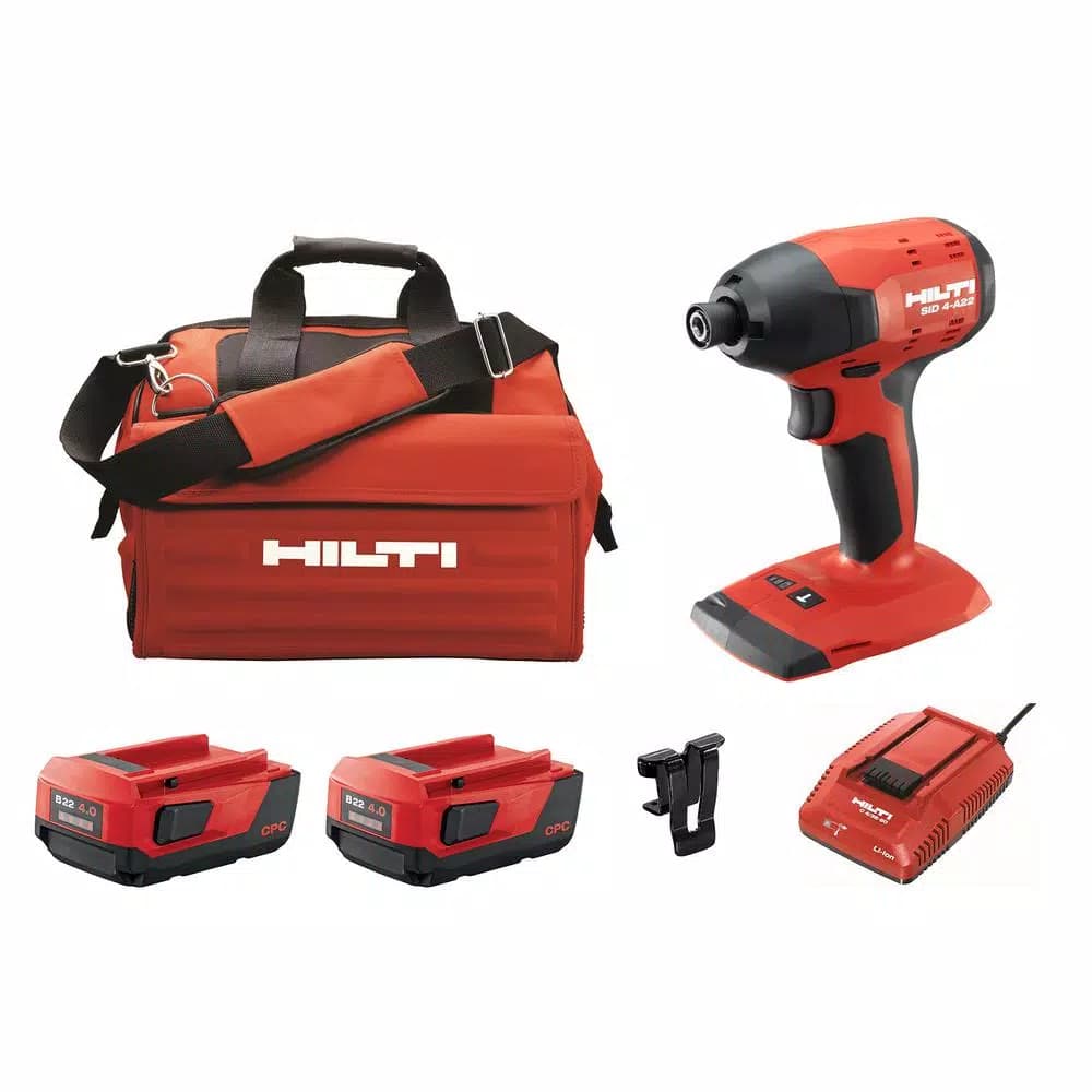 Hilti SID 4-A22 22V Brushless Cordless 1/4 in. Hex Impact Driver Kit with (2) 4.0 Ah Batteries, Charger and Bag