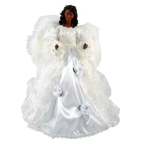 Santa's Workshop Hand-crafted 16 in. Black Wedding Dress Angel Figurine