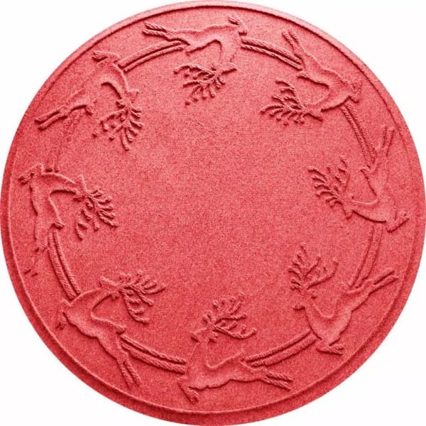 Bungalow Flooring WaterHog Aqua Shield Red 35 in. Round Reindeer Run Christmas Tree Mat