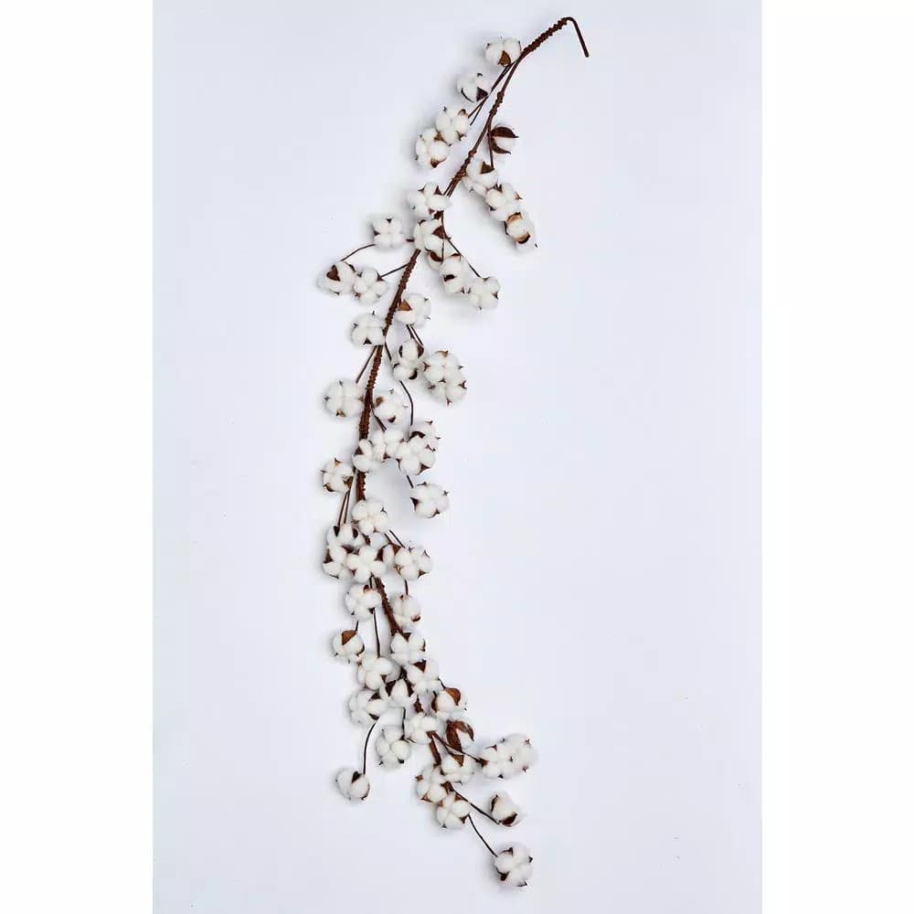 Unbranded 5 ft. White Cotton Garland - Wired Artificial Decorative Accent