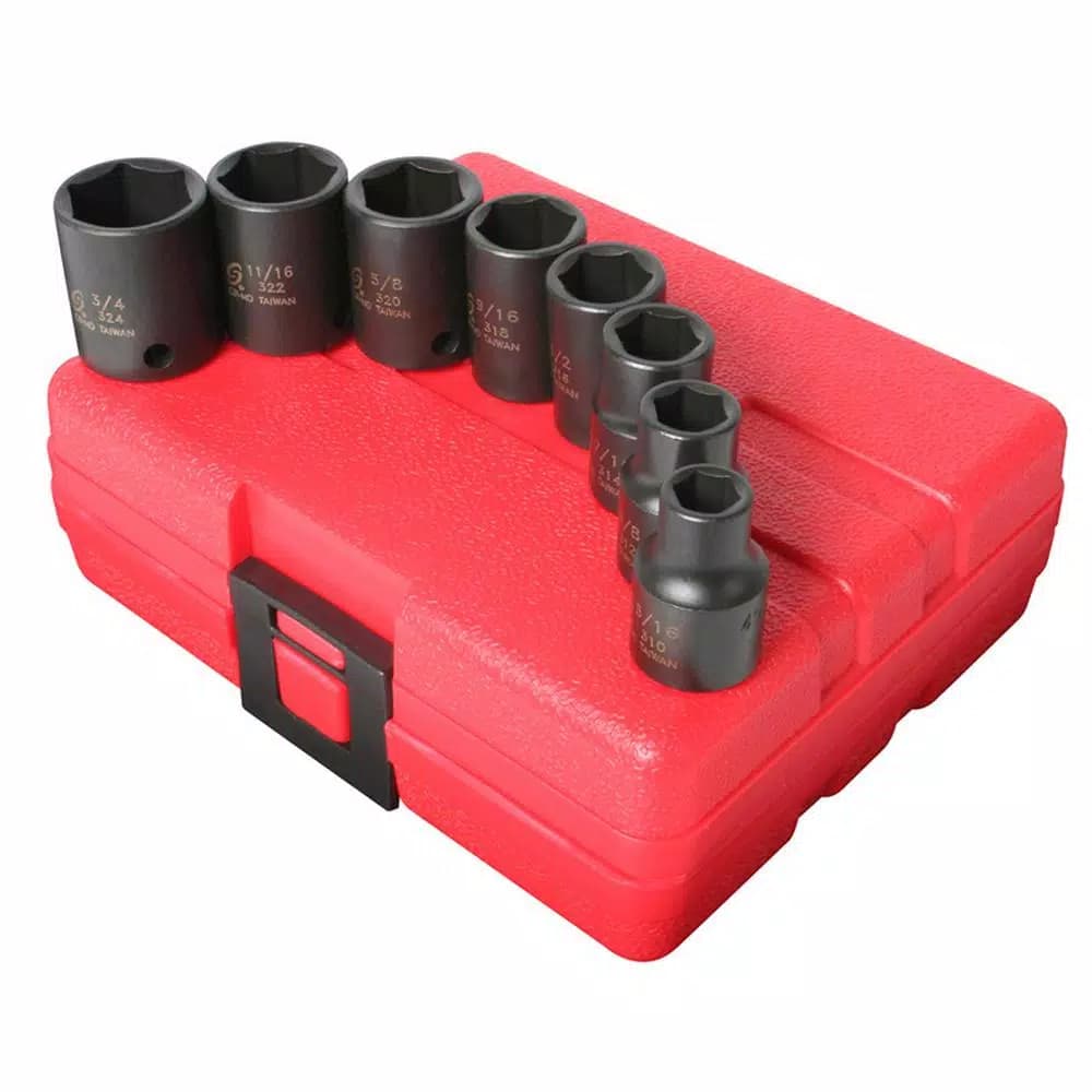 SUNEX TOOLS 3/8 in. Drive 6-Point Impact Socket Set, 8-Piece SAE