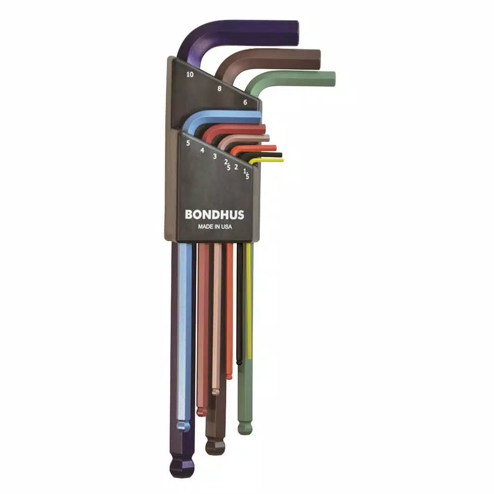 Bondhus Metric Ball End L-Wrench Set with ColorGuard Finish, 9-Piece