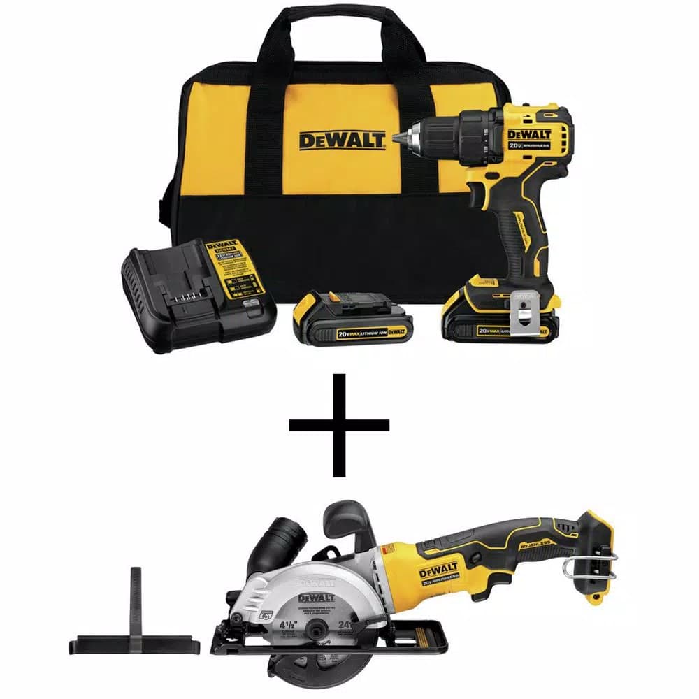 DEWALT 20V MAX ATOMIC Brushless Compact 1/2 in. Drill/Driver & 4-1/2 in. Circular Saw Kit