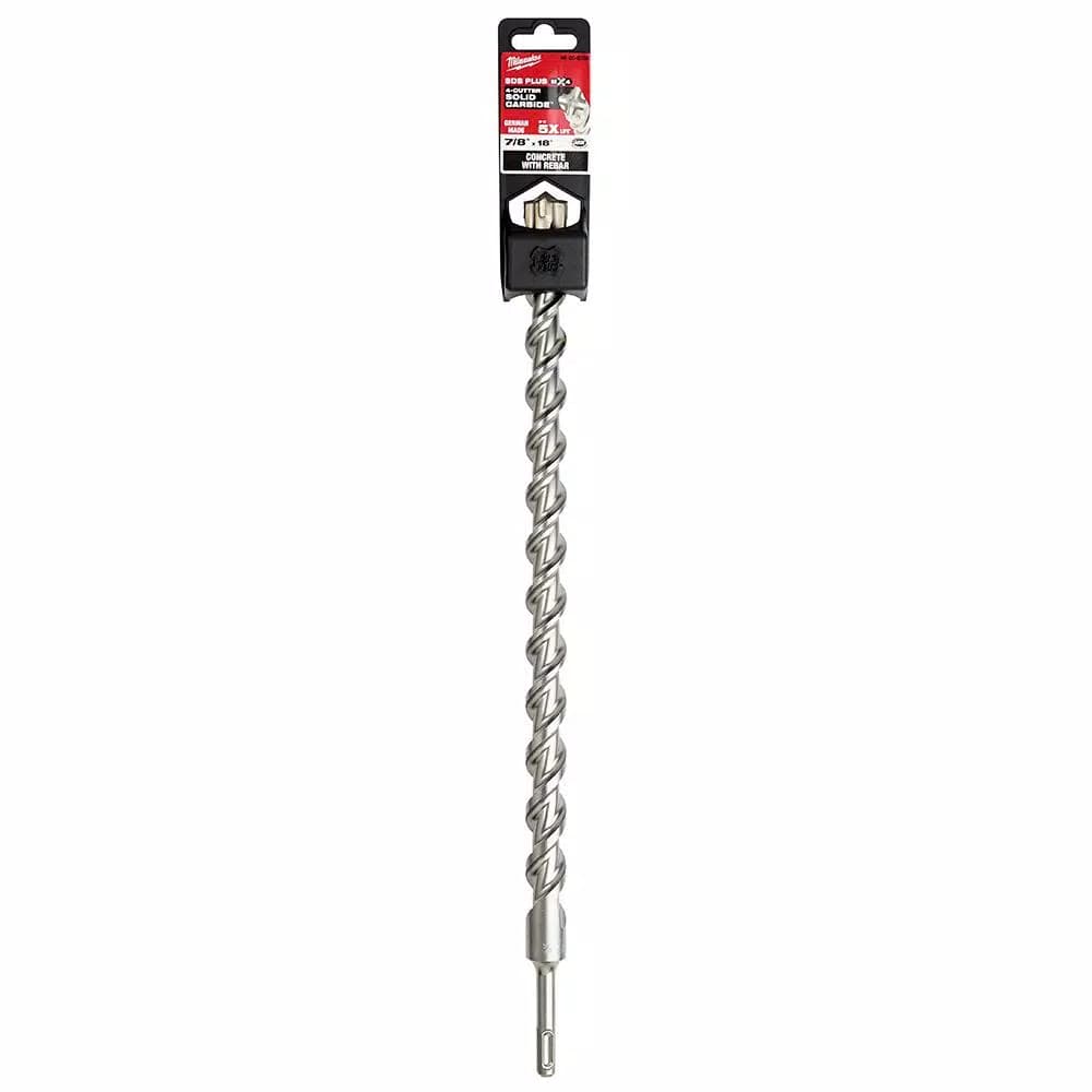 Milwaukee MX4 4-Cutter SDS-Plus Carbide Hammer Drill Bit, 7/8 in. x 18 in.