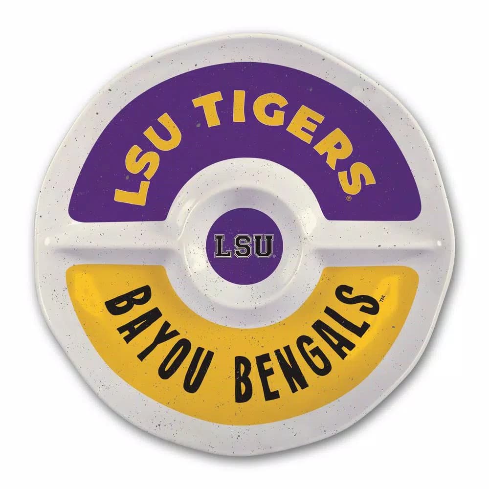 Magnolia Lane LSU 15 in. Chip and Dip Serving Tray - Officially Licensed NCAA Melamine