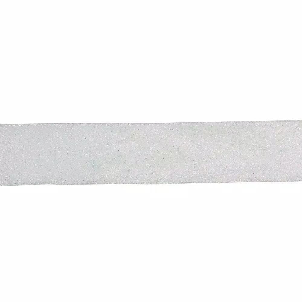 Northlight 2.5 in. x 16 yds. White Iridescent Glitter Wired Craft Ribbon