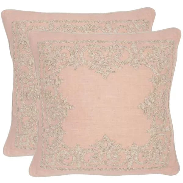 Safavieh Florentine Petal Geometric Embroidered Linen Throw Pillows, Set of 2 (20 in. x 20 in.)