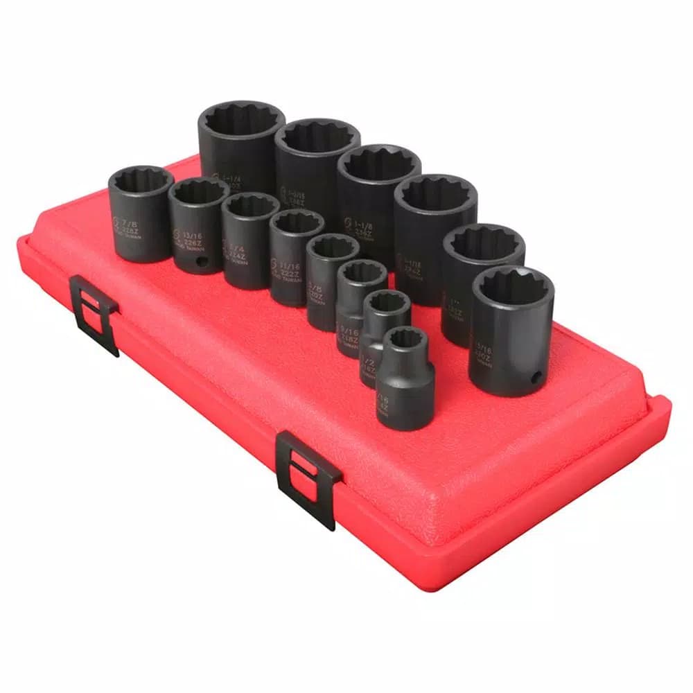 SUNEX TOOLS 1/2 in. Drive 12-Point Metric Deep Impact Socket Set, 14-Piece
