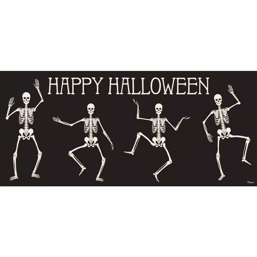 My Door Decor 7 ft. x 16 ft. Happy Halloween Skeletons Garage Door Banner Mural