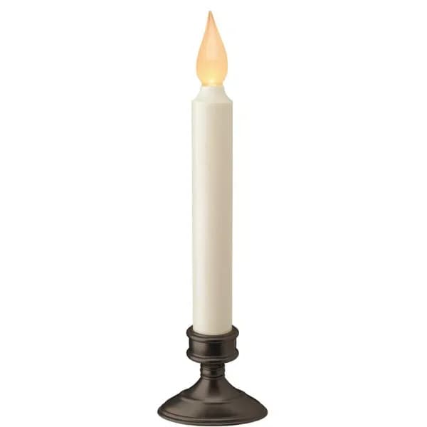 Xodus Innovations 9 in. Aged Bronze Amber LED Window Candle with Ivory Stick and Base (2-Pack)
