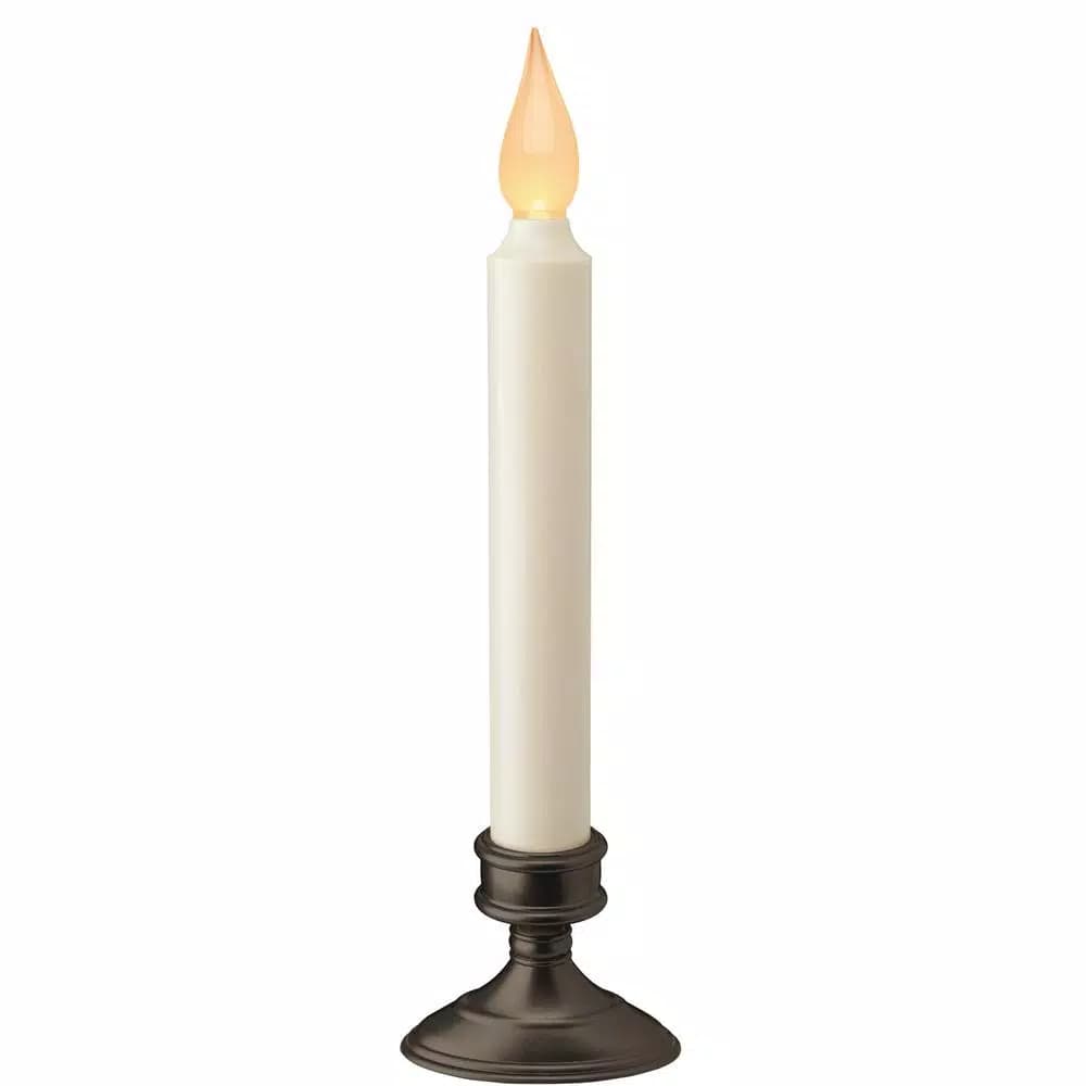 Xodus Innovations 9 in. Aged Bronze Amber LED Window Candle with Ivory Stick and Base (2-Pack)