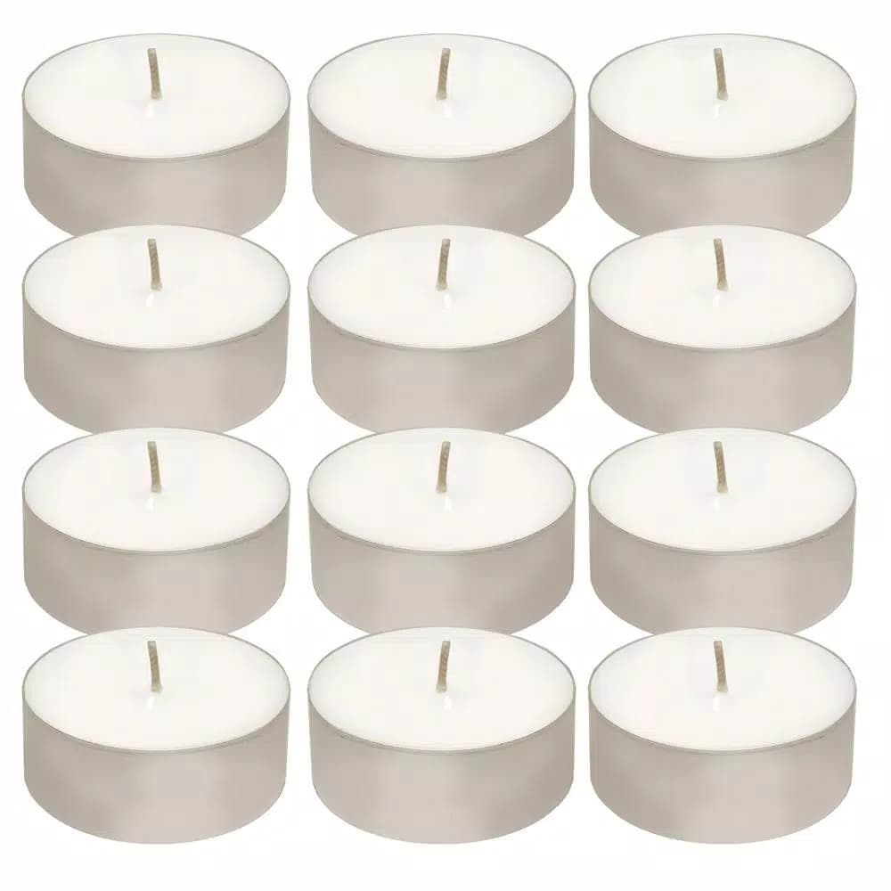 LUMABASE Mega Extra Large White Tea Light Candles, Unscented Paraffin Wax, 12-Count