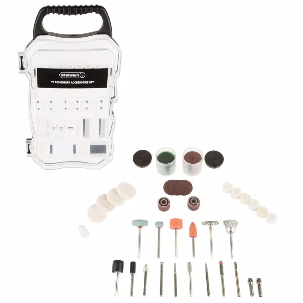 Stalwart 70-Piece Rotary Tool Accessory Kit for Sanding, Grinding, and Polishing