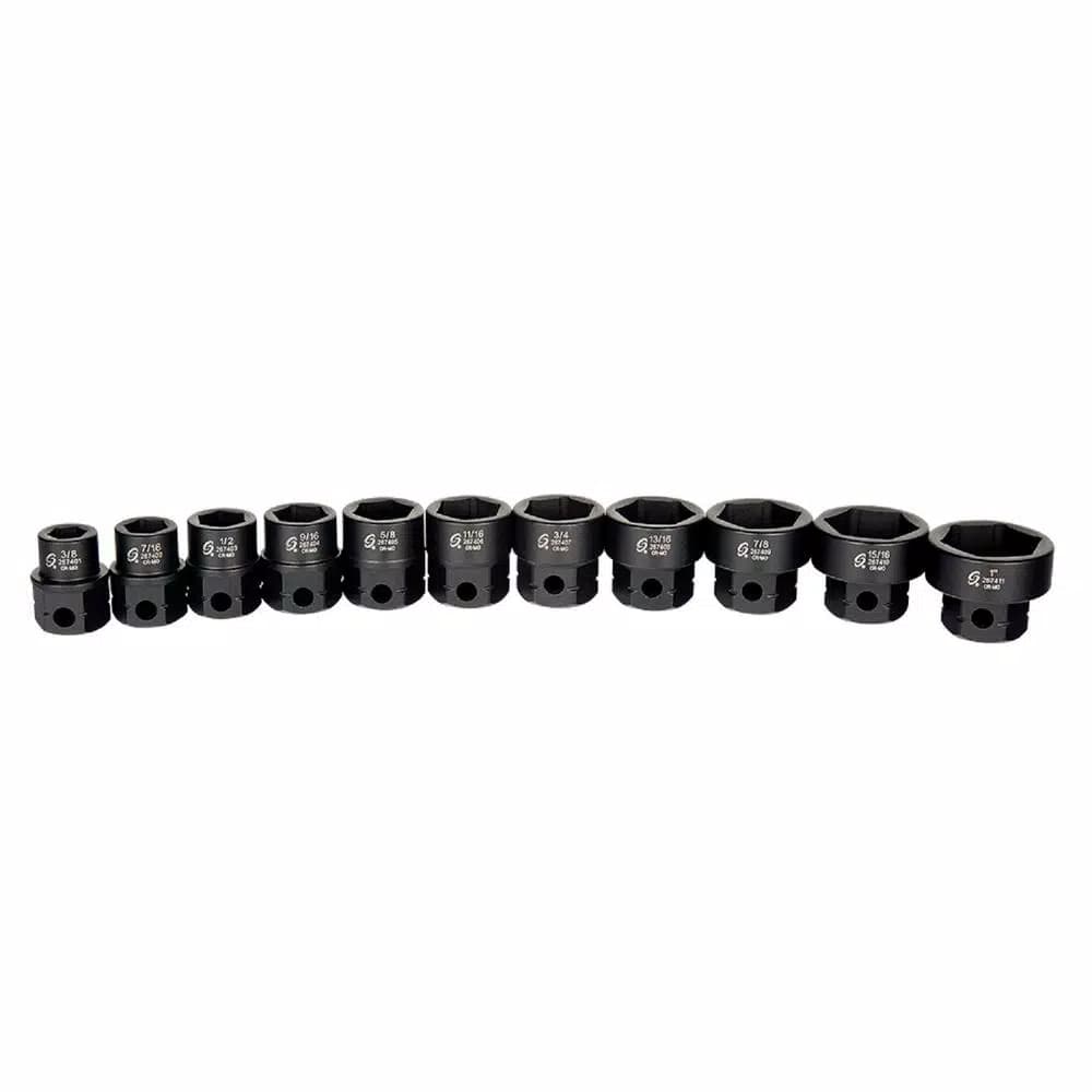 SUNEX TOOLS 1/2 in. Drive Low Profile Impact Socket Set, 11-Piece Chrome-Molybdenum Alloy Steel