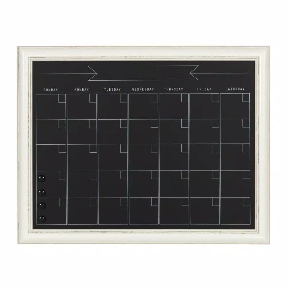 DesignOvation Macon Monthly Chalkboard Magnetic Calendar Wall Organizer with Decorative Frame