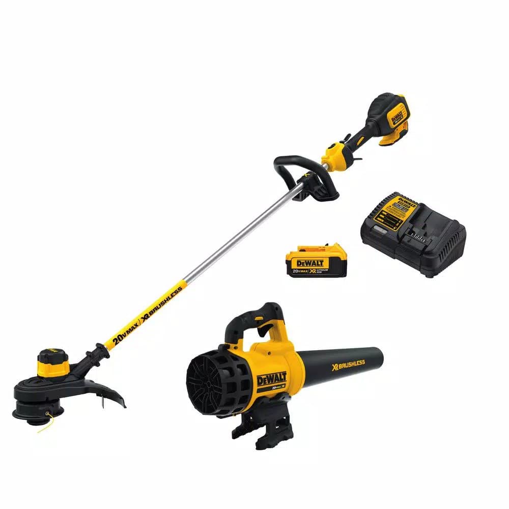 DEWALT 20V MAX Cordless String Trimmer and Blower Combo Kit with 4.0 Ah Battery and Charger