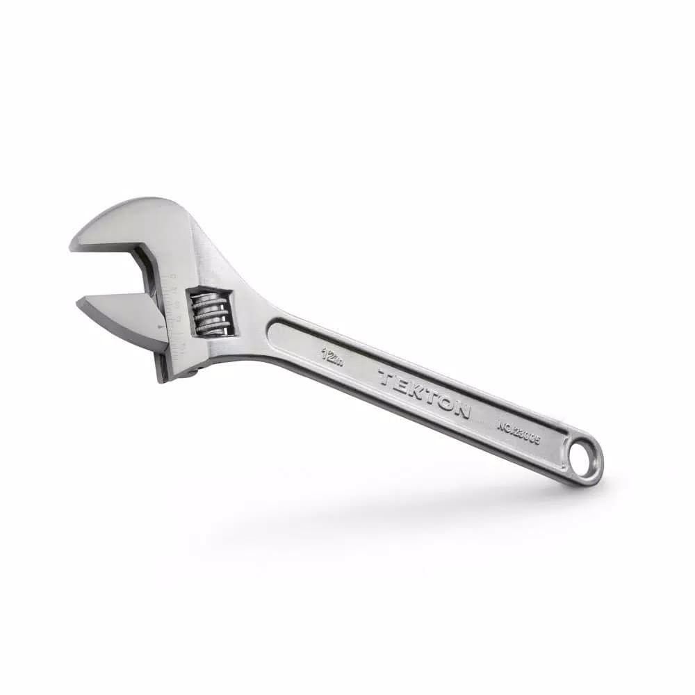 TEKTON 12 in. Adjustable Wrench, Carbon Steel with Satin Chrome Finish