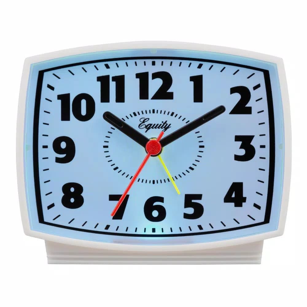 Equity by La Crosse 3 in. Analog Electric Alarm Clock with Backlight, White