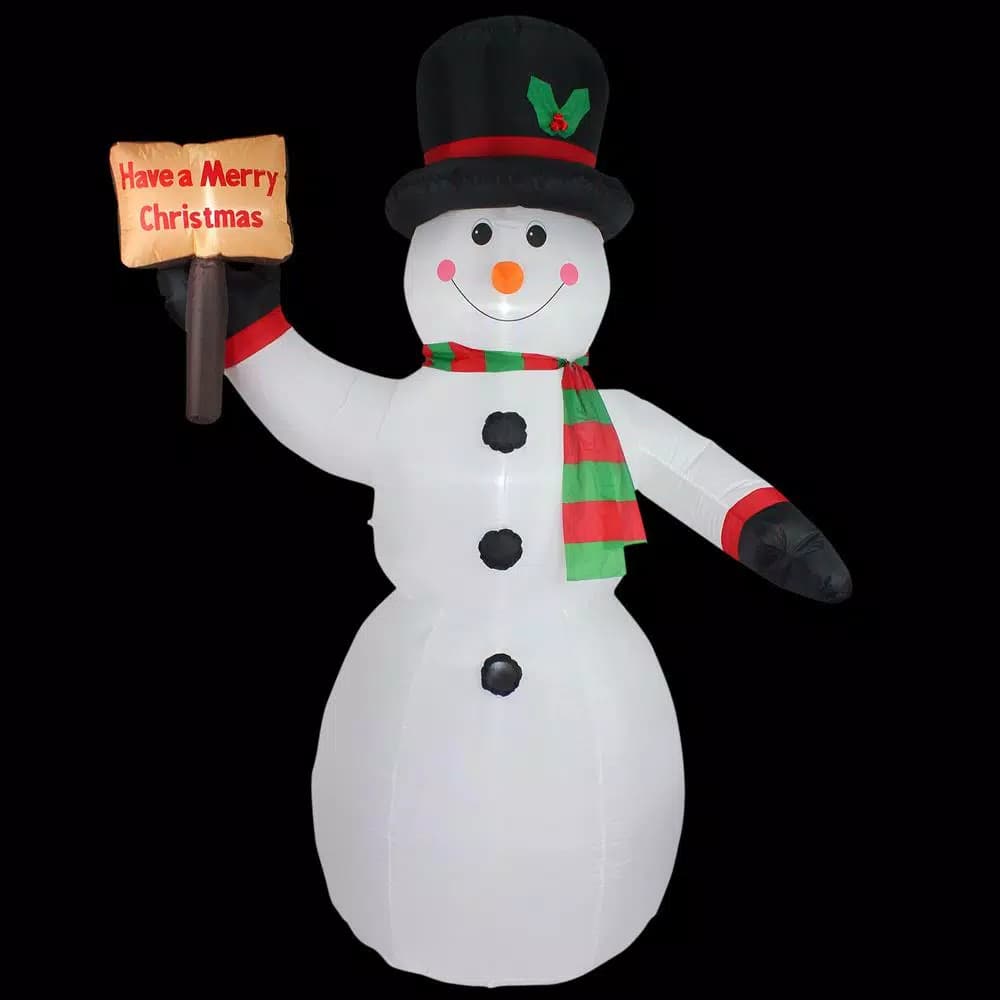 JOYDECOR 8 ft. Pre-Lit LED Snowman Christmas Inflatable with Board for Outdoor Holiday Decor