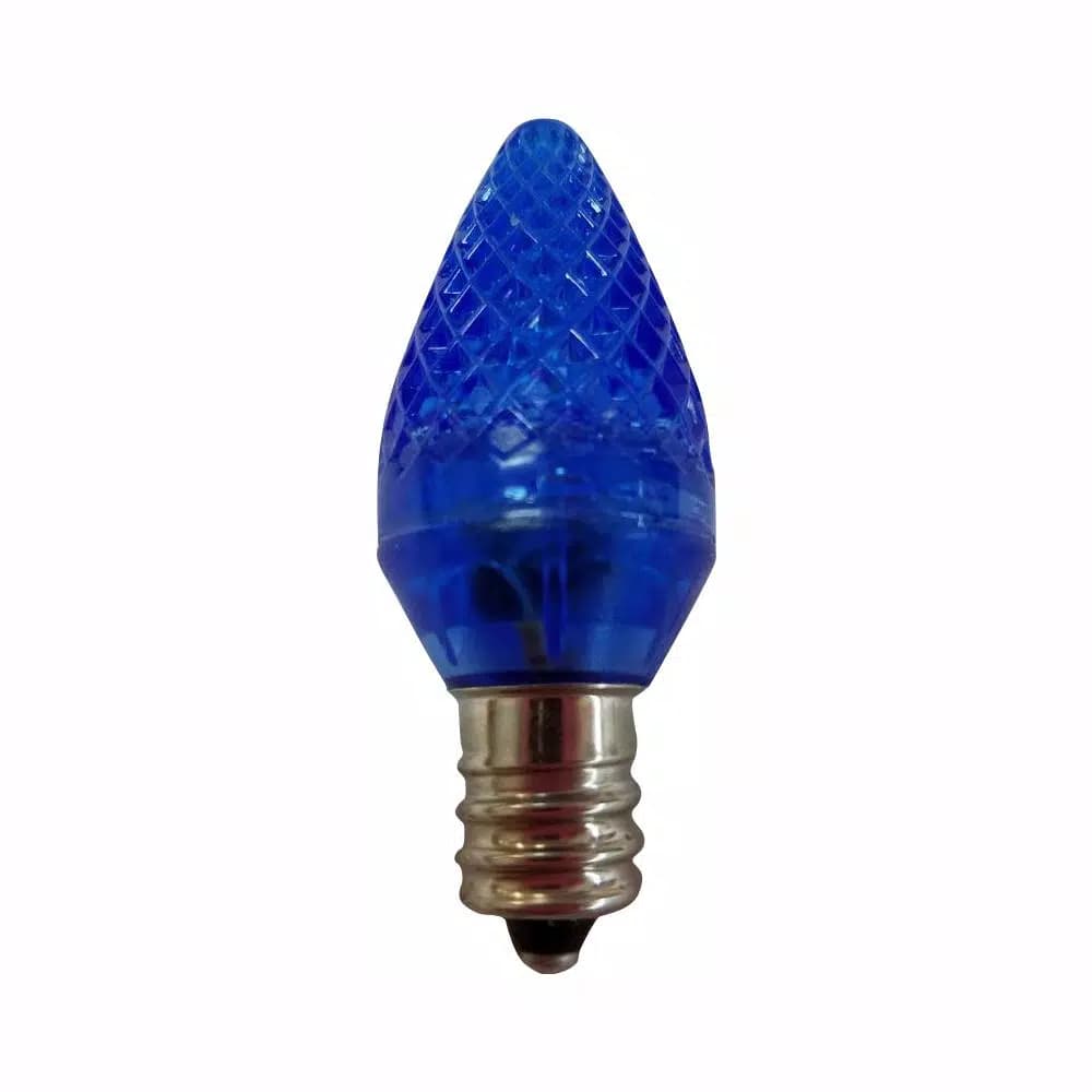 Unbranded C7 Blue LED Light Bulbs, Super Bright Faceted Replacement Lights, 25 Pack