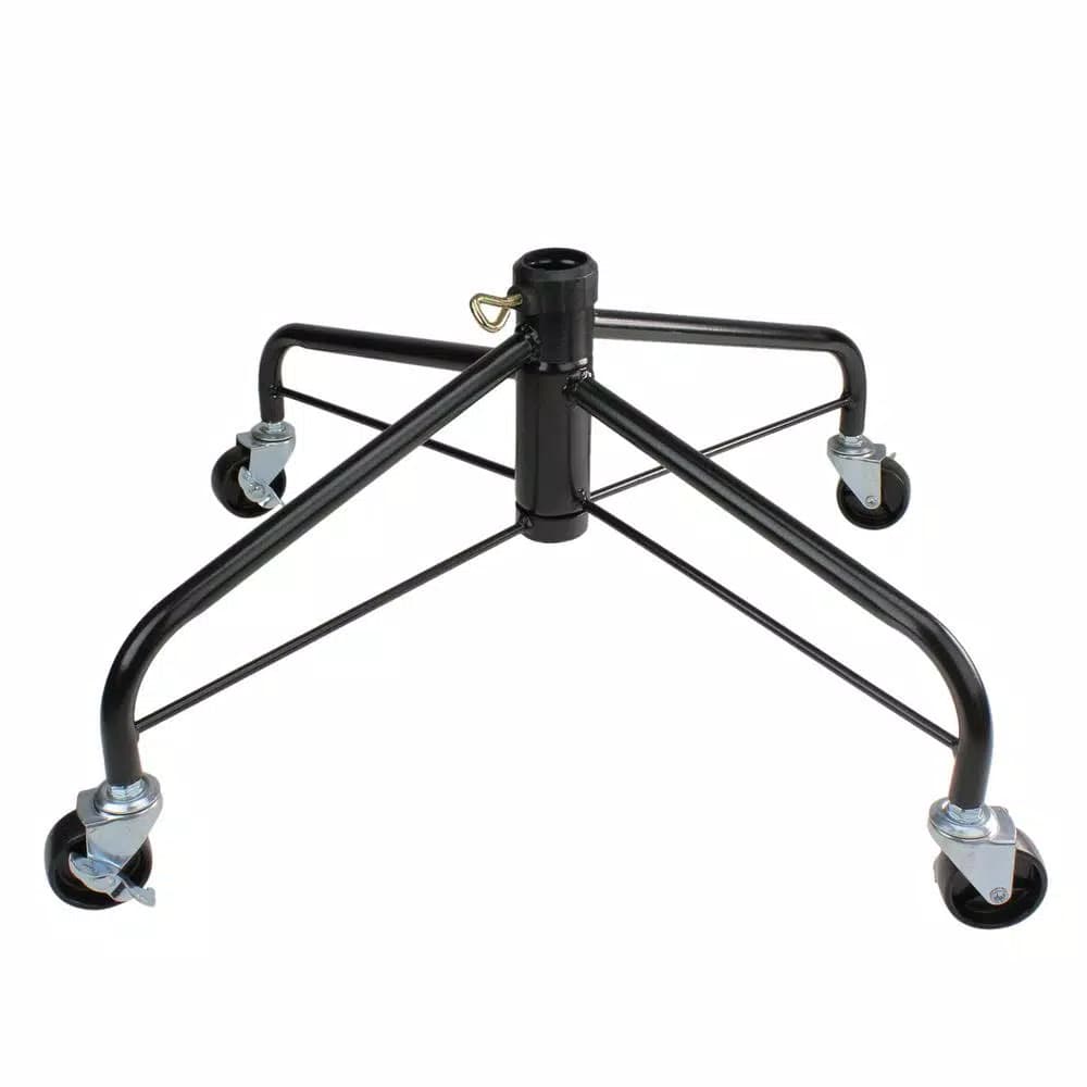 Northlight Black Metal Rolling Christmas Tree Stand for 6.5 ft. to 7.5 ft. Artificial Trees, 1.25 in. Pole Diameter
