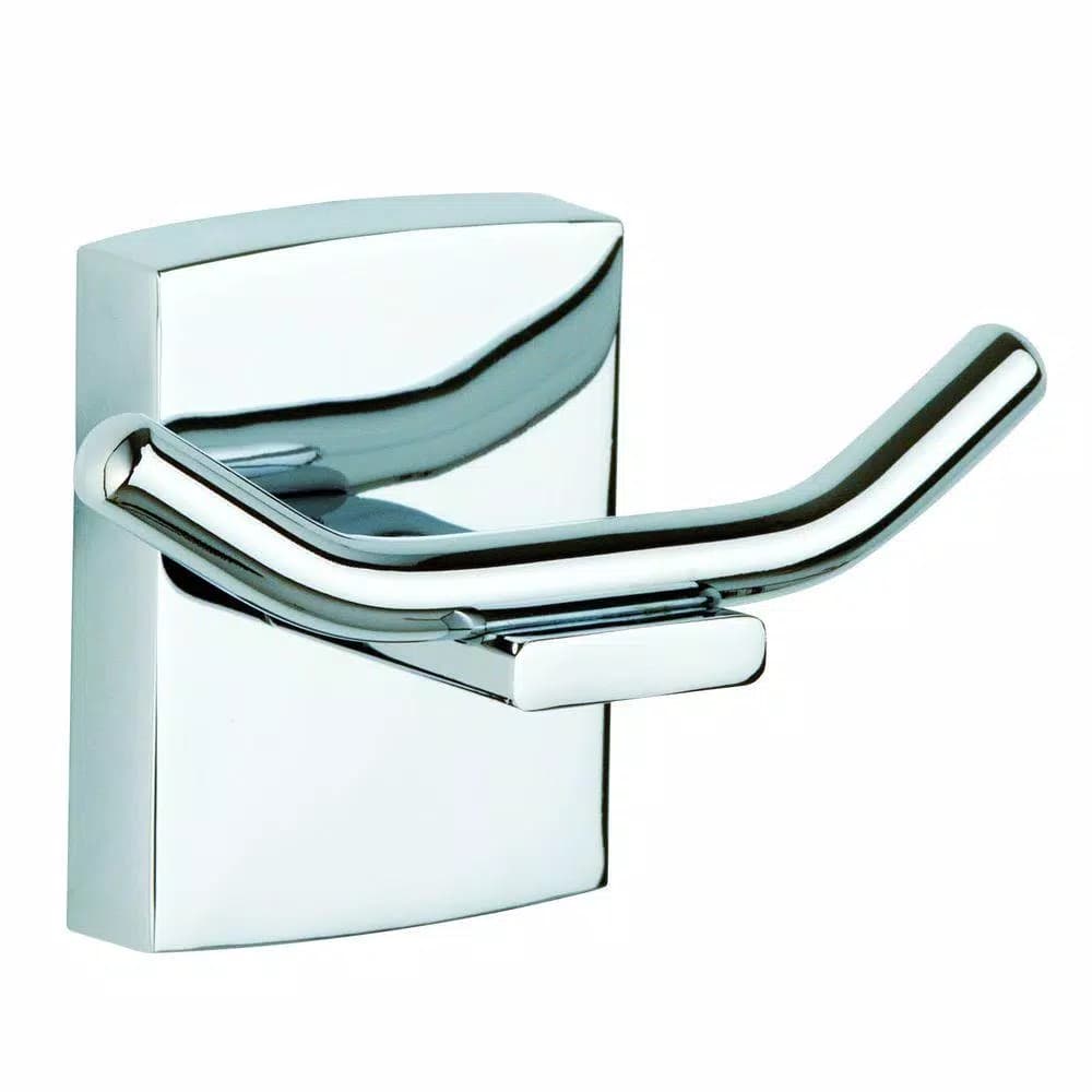 No Drilling Required Klaam Double Robe Hook in Chrome - No-Drill Mounting System