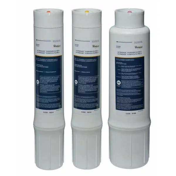 Whirlpool UltraEase Replacement Water Purifier Filters for Whirlpool WHAMBS5 and WHEMB40 Systems, 3-Pack