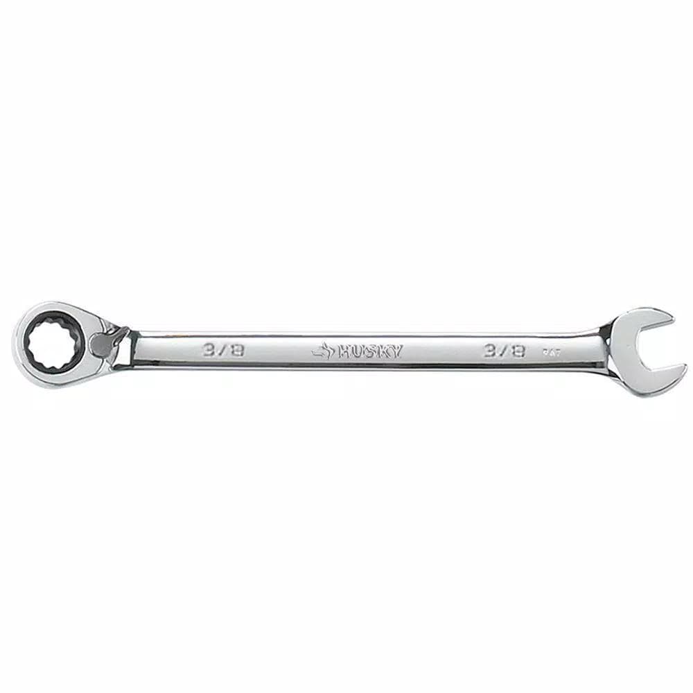 Husky 3/8 in. Reversible Ratcheting Combination Wrench, 72-Tooth Chrome Alloy Steel