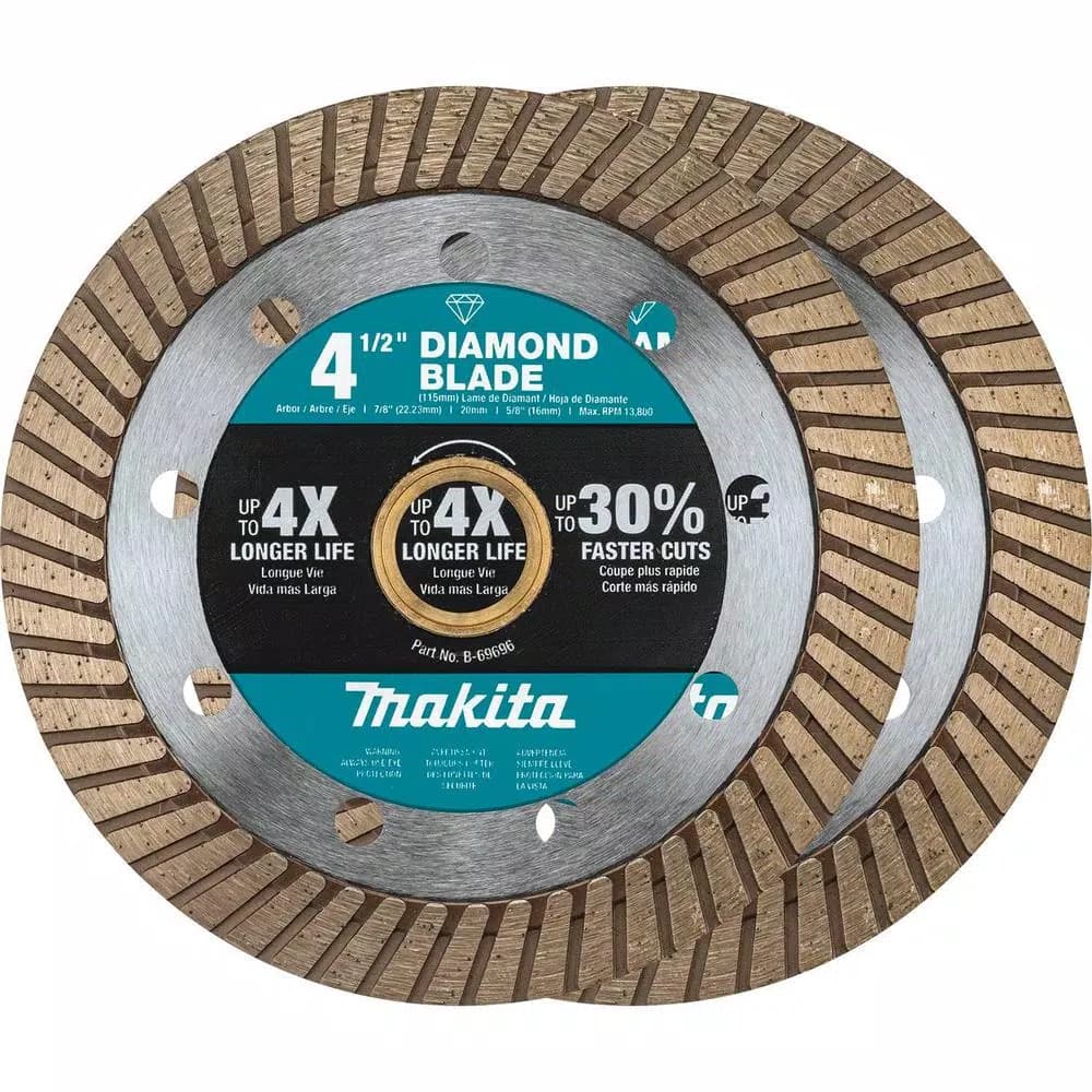 Makita 4.5 in. Turbo Rim Diamond Blade for General Purpose, 2-Pack