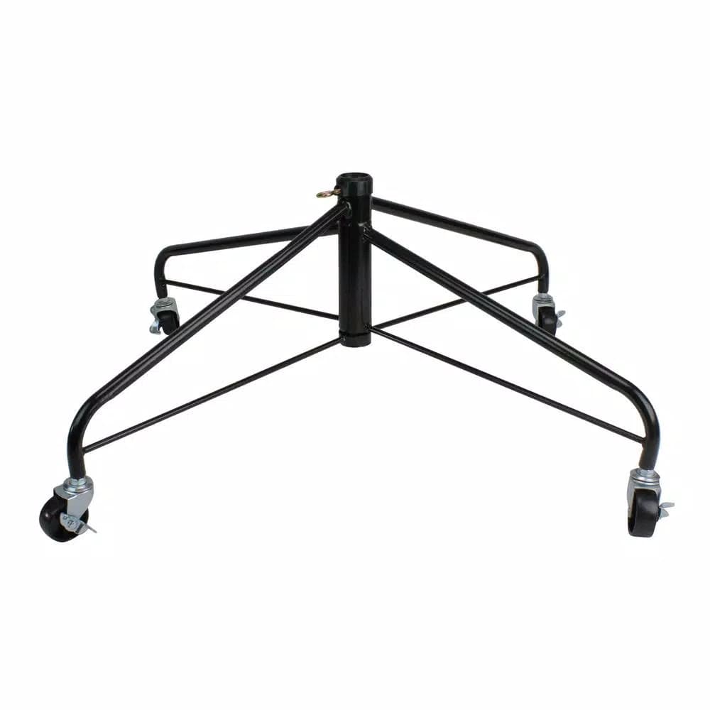 Northlight Black Metal Rolling Christmas Tree Stand for 9 ft. to 12 ft. Artificial Trees, 1.25 in. Pole Diameter