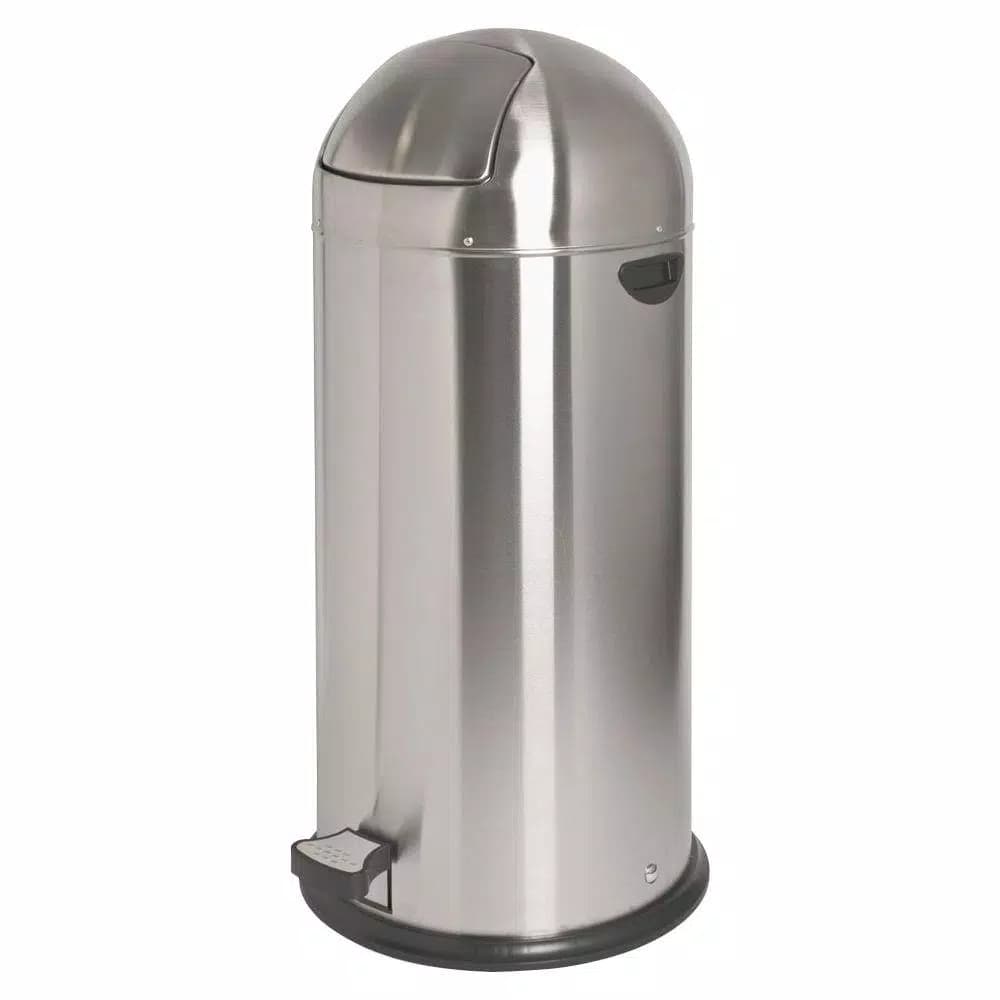 Genuine Joe 13.5 Gal. Stainless Steel Round Top Pedal Trash Can with Galvanized Liner