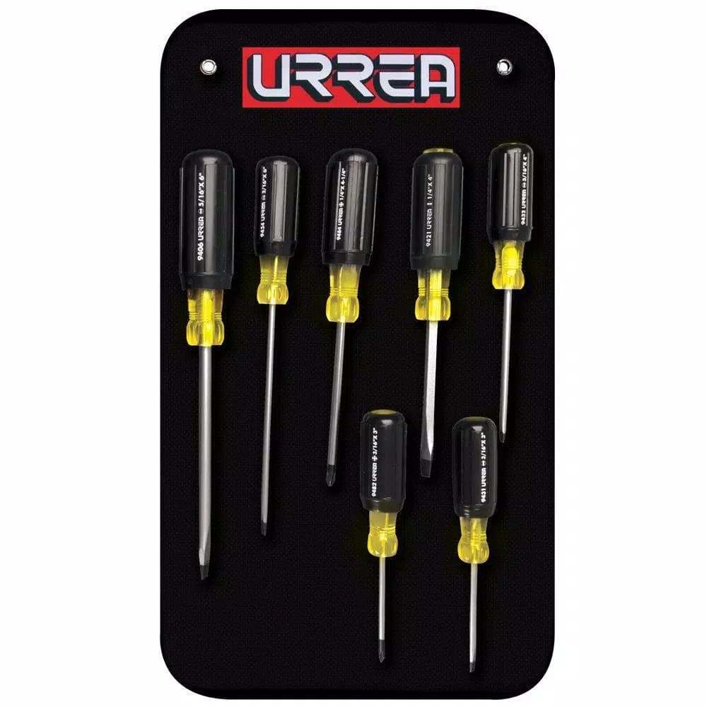 Urrea 7-Piece Cushion Grip Screwdriver Set, Non-Magnetic Cr-Mo Steel
