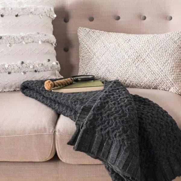 Safavieh Affinity Dark Grey Cable Knit Cotton Throw Blanket, 50 x 60 in.