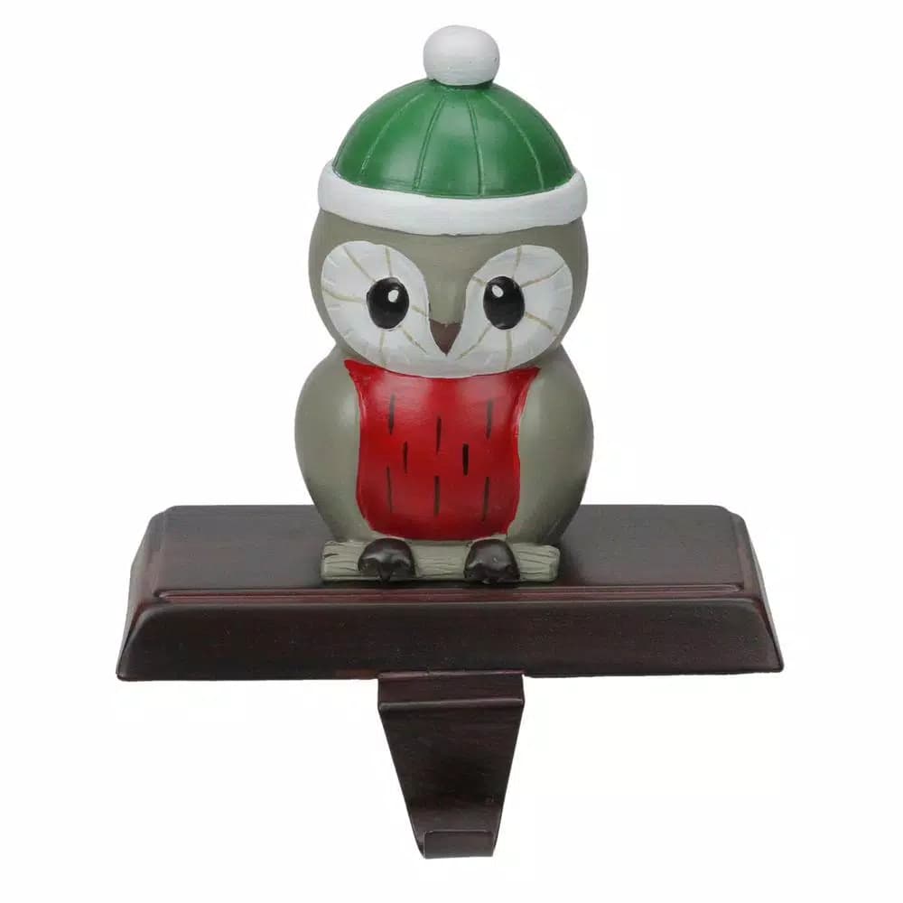 Northlight 6 in. Owl in a Winter Hat Christmas Stocking Holder, Metal and Resin