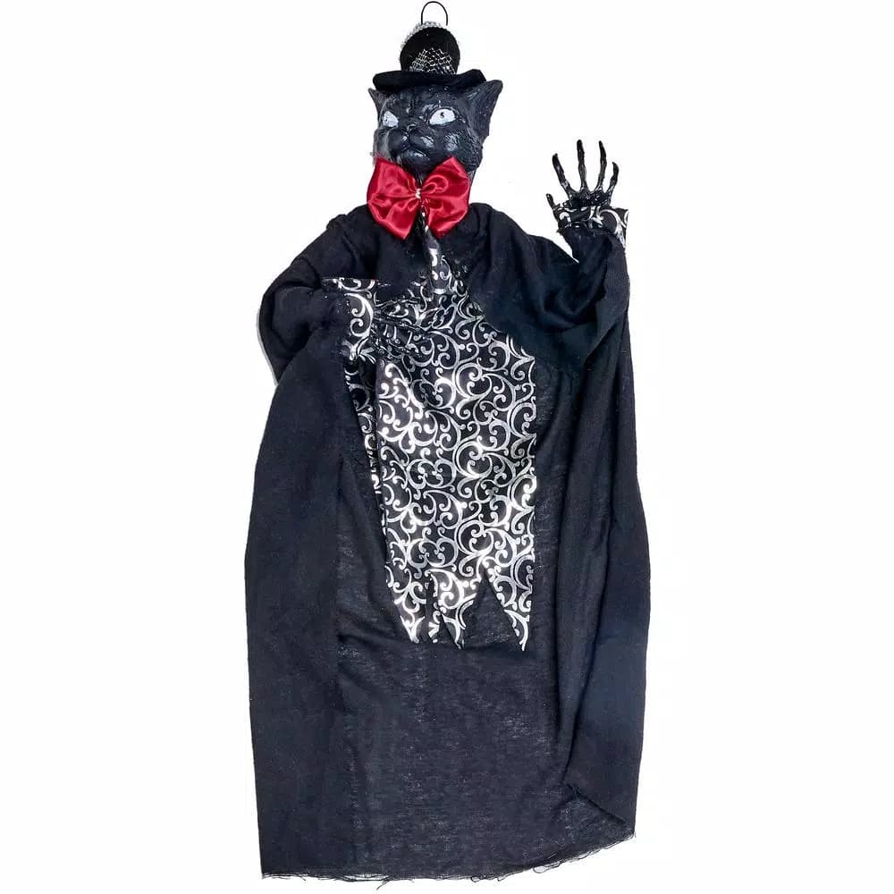 Unbranded 35 in. Halloween Hanging Mr. Cat Decor with Lighted Eyes and Sound