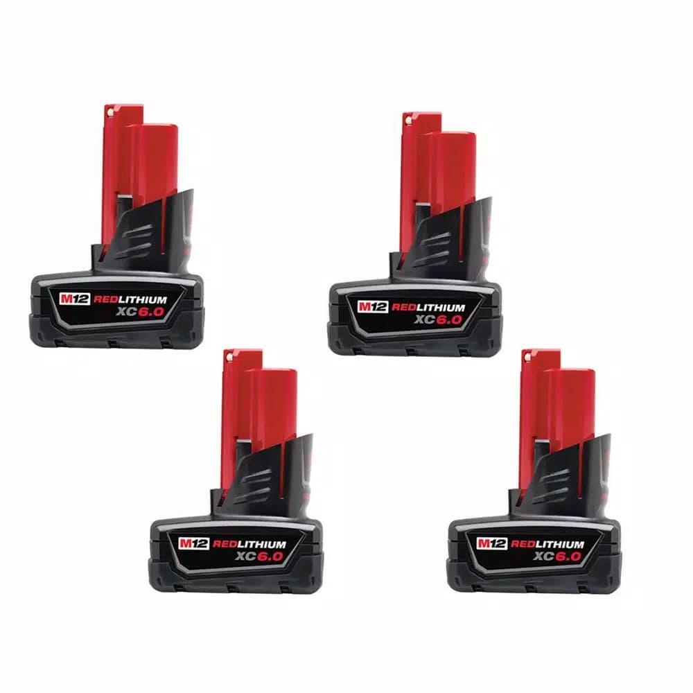 Milwaukee M12 REDLITHIUM XC 6.0 Ah 12V Lithium-Ion Extended Capacity Battery Pack (4-Pack)