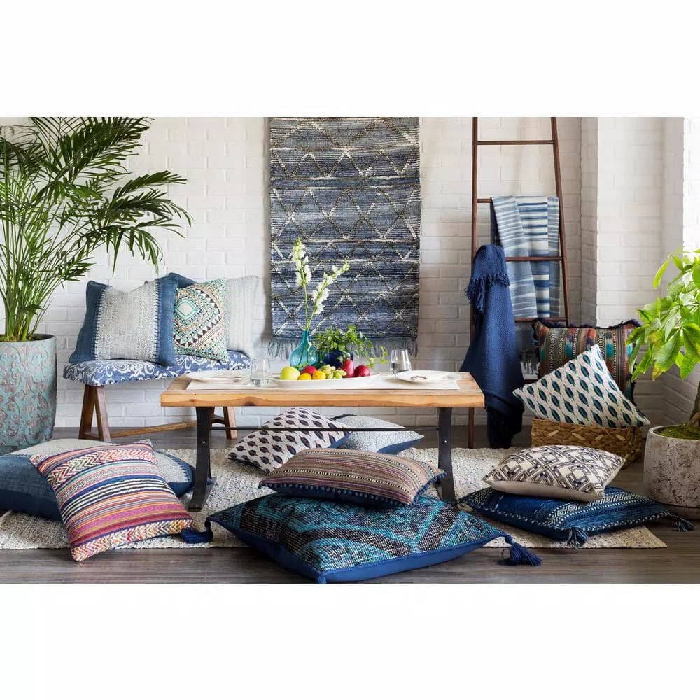 Artistic Weavers Obelu Blue Tapestry Wall Hanging - 30 in. x 60 in. Hand Woven Bohemian Decor